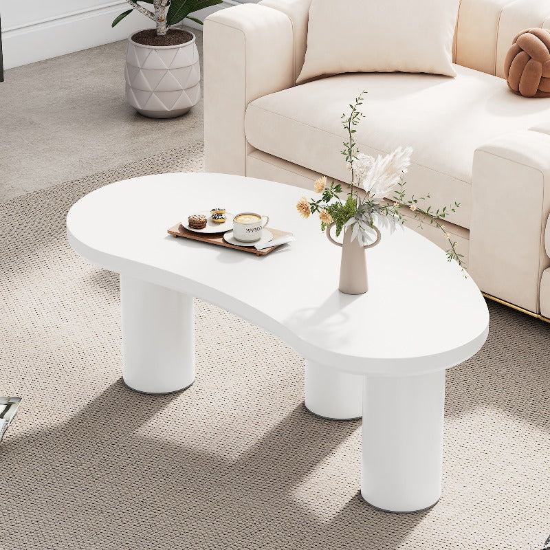 Crescent Salontafel – Halvemaan Tafel – Onregelmatige Sofa Tafel – Woonkamertafel – MDF Tafel – Extra Lang 107cm – PVC Poten Met Viltpads