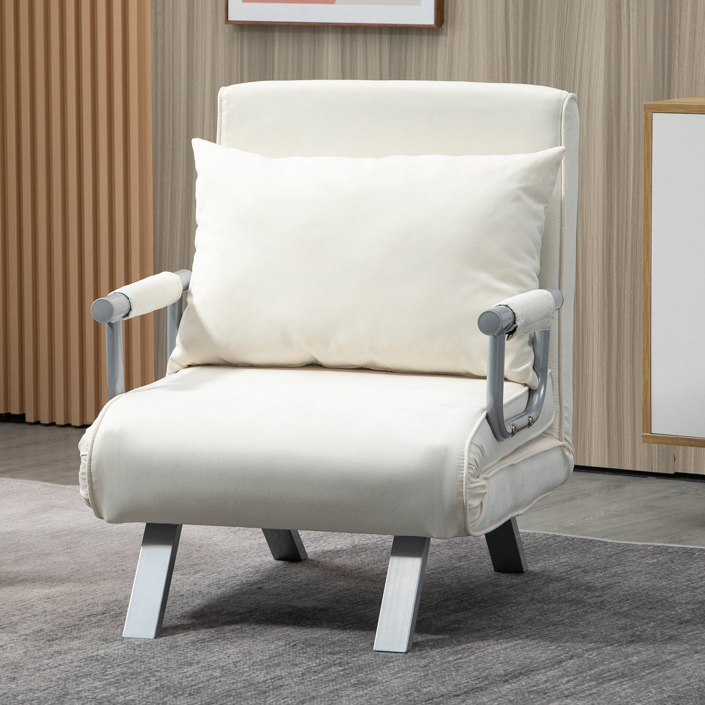Sleeper Chair – Relaxfauteuil – Slaapfauteuil – Lounge Stoel – Tv Stoel – 5 Verstelbare Standen – Afneembare Wasbare Suède Bekleding – Wit