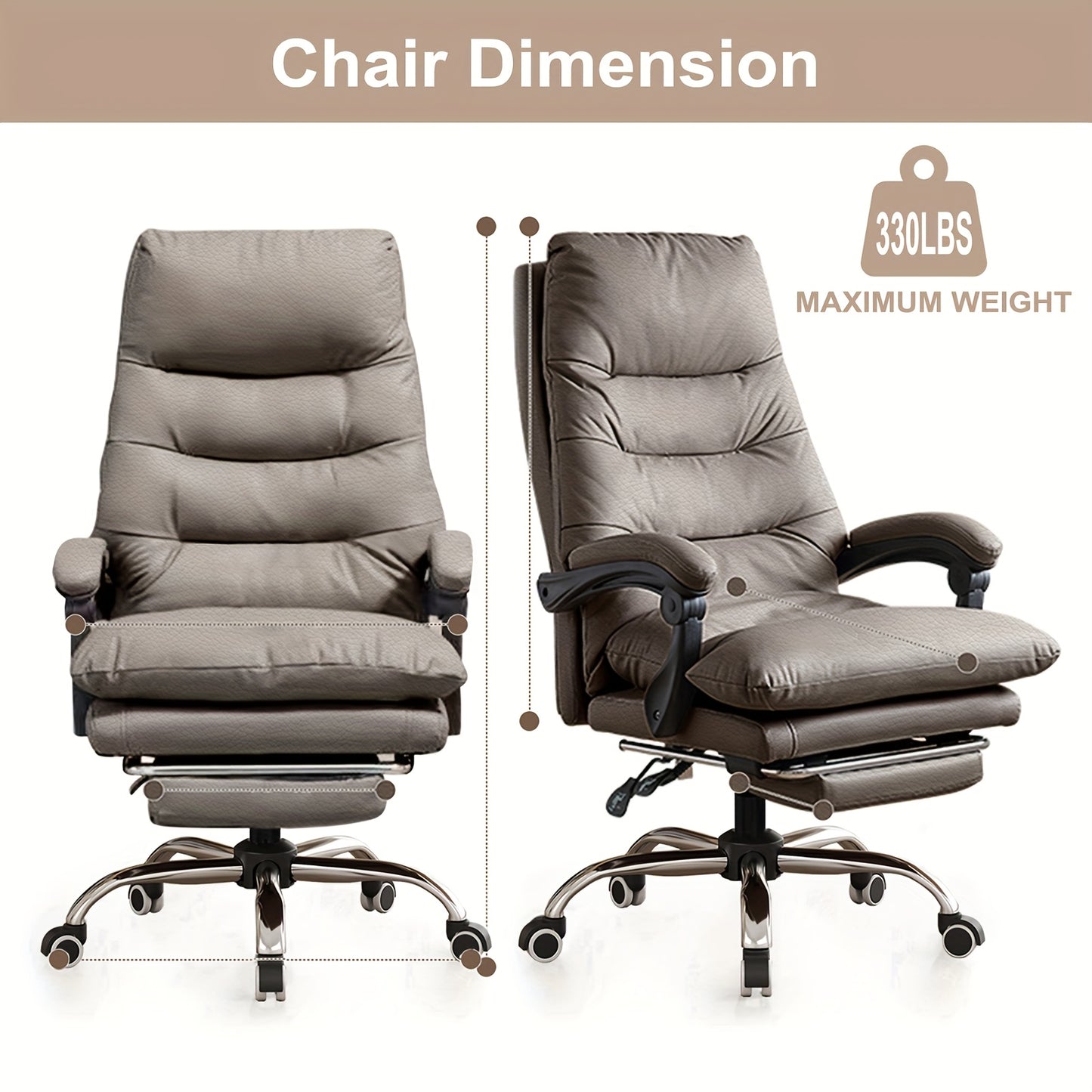 Ergonomische Bureaustoel – Bureaustoel Met Voetsteun – Kantoorstoel – Gamingstoel – Werkstoel – Verstelbare Hoogte – Memory Foam Zitting – Wit
