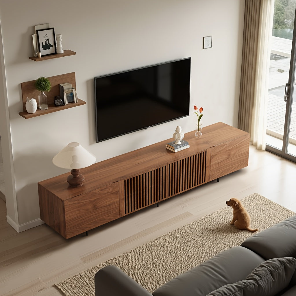 Tv Meubel – Tv Kast – Tv Lowboard – Tv Dressoir – Tv Cabinet – 240 cm Breed – Walnoot Houten Plank
