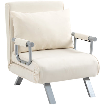 Relaxfauteuil – Relaxstoel – Leunstoel – Ligstoel – Logeerstoel – Crème Wit – Handmatig Verstelbaar – Compact Formaat