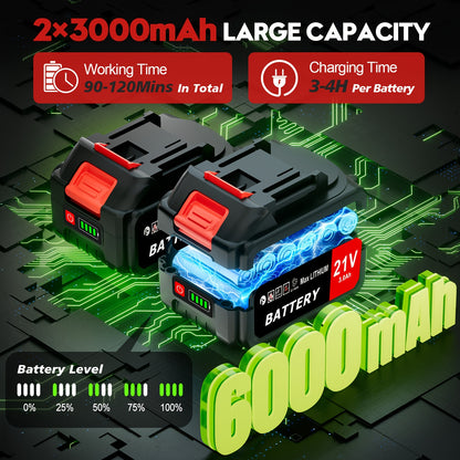 Draadloze Bosmaaier – Grasmaaier – Kantenmaaier – Struikkam – Trimmer – 850W Motor – 6000mAh Accu Met 2 Batterijen