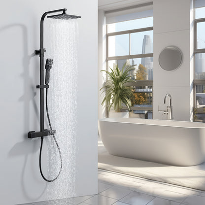 Thermostatische Douchekraan Set – Douchekraan – Badkraan Set – Handdouche – Douchekop Met Slang – Roestvrij Staal – Constante Temperatuurregeling – Wandmontage