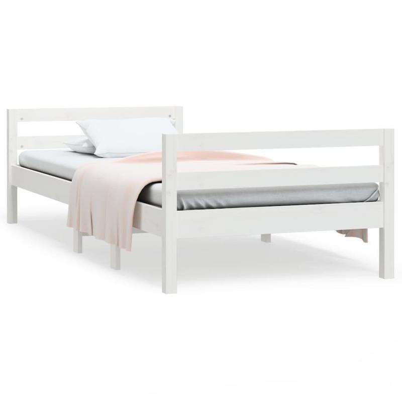 Bed Frame Without Materasso Bianco 80x200cm Wood Massello Pino Removable and durable