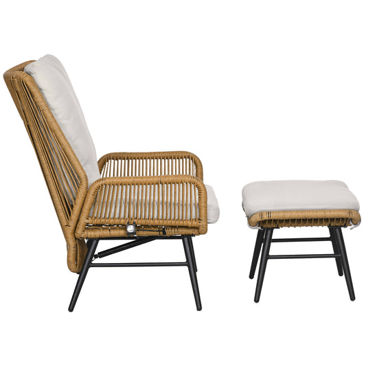 Polyrattan Tuinstoel – Tuinstoel – Buitentstoel – Balkonstoel – Relaxstoel – Natural Variant – Verstelbare Rugleuning – Weerbestendig Materiaal