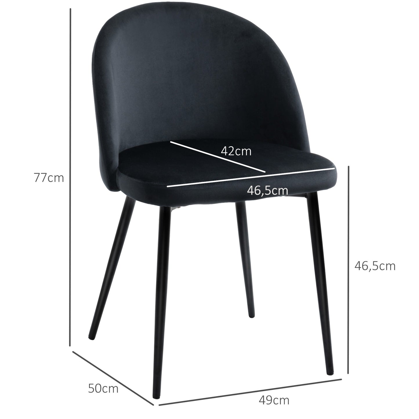 Eetkamerstoelen – Keukenstoelen – Stoelen – Zitmeubels – Zwarte Velours Stoelen – Scandinavisch Design – Ergonomisch & Metalen Puntpoten