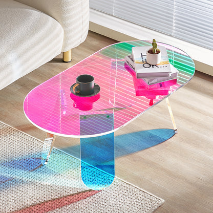 Acryl Bijzettafel – Acryl Salontafel – Bijzettafel Transparant – Kleurrijke Bijzettafel – Iriserende Tafeltje – Compact 35 cm Hoog – Duurzaam Makkelijk Schoon Te Maken