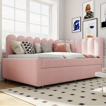 Slaapbank – Bedbank – Sofa Bed – Logeerbed – Bedbank Uittrekbaar – L-vormig – Fluwelen Bekleding – 140x200 cm