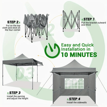 Feesttent – Partytent – Paviljoen – Vouwtent – Tuintent – Pop-up – Afneembare Zijwanden – Verstelbare Hoogte – Draagtas – 3,05x3,05 meter