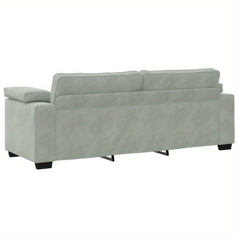 Slaapbank – Zitbank – Bankstel – Bedbank – Fauteuil – 3-zits met 2 stoelen – Lichtblauw wit – Hardhouten frame – Compact 178 cm hoog – Direct gebruiksklaar zonder montage