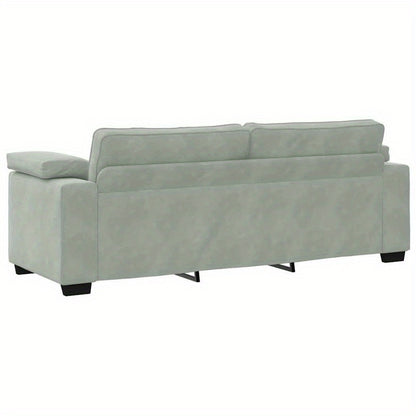 Slaapbank – Zitbank – Bankstel – Bedbank – Fauteuil – 3-zits met 2 stoelen – Lichtblauw wit – Hardhouten frame – Compact 178 cm hoog – Direct gebruiksklaar zonder montage
