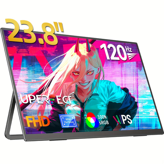Draagbare Monitor – Portable Scherm – Extra Laptop Scherm – Mobiele Monitor – Gaming Monitor – 23,8 Inch – 100Hz Verversingssnelheid – 180° Kantelbare Kickstand & VESA Mount