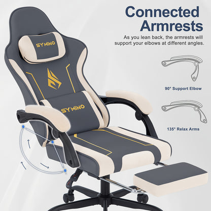 Ergonomische Gamingstoel – Bureaustoel – Gamestoel – Deskchair – Zitzak – Donkergroen – Massagefunctie – Verstelbare Rugleuning 90°-155°