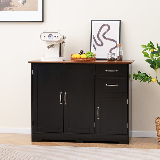 Dressoir – Opbergkast – Ladekast – Buffetkast – Keukenkast – MDF & Metaal – 100x40x78 cm – Magnetische Sluitingen