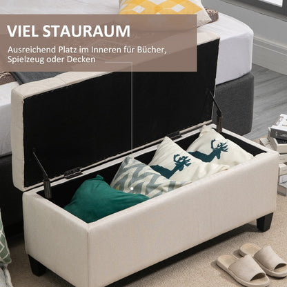 Opbergbank – Opbergkist – Schoenenbank – Zitbank – Schoenenopberger – Met Verborgen Compartiment – Robuust Metalen Frame – Crème Witte Bekleding