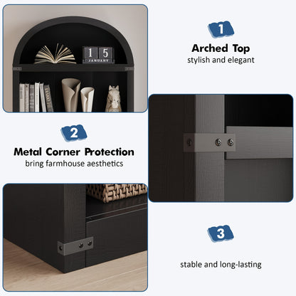5-Laagse Boekenplank – Boekenrek – Boekenkast – Vitrinekast – Wandrek – Wit Metalen Frame – Industrieel Design – 165 CM Hoog – Vrijstaand en Stevige Constructie