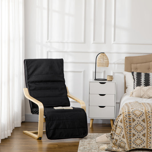 Loungestoel – Fauteuil – Relaxstoel – Zithoekstoel – Schommelstoel – Met Verstelbare Voetensteun – Stevig Metalen Frame – Comfortabele Linnen Bekleding