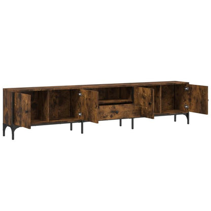 Tv-meubel – Tv-kast – Tv-dressoir – Media-meubel – Opbergkast – Rook eikenhout kleur – 200 x 25 x 44 cm – Extra opberglade