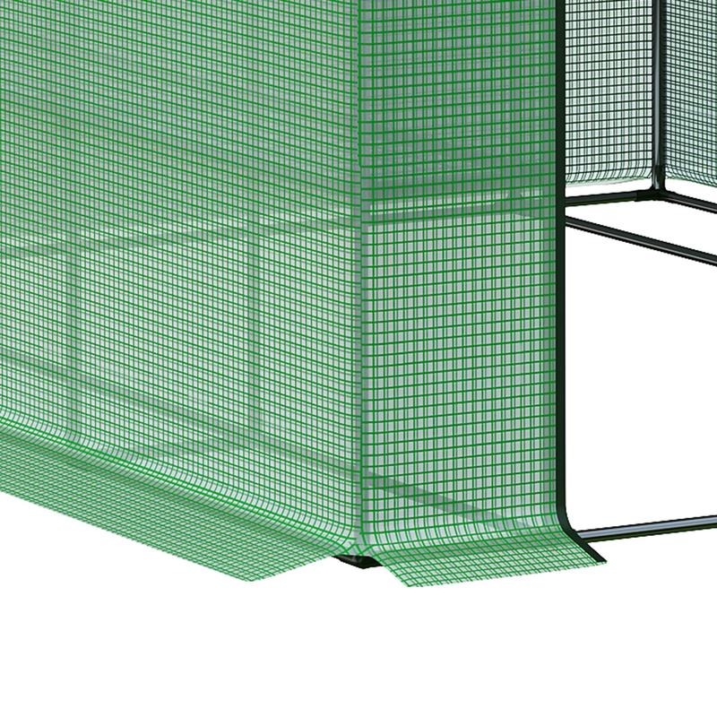 Kweekkas – Broeikas – Tuinkas – Plantenkas – Foliekas – 244x180x210 cm – Groen gecoat Stalen Frame – 8 Stevige Planken