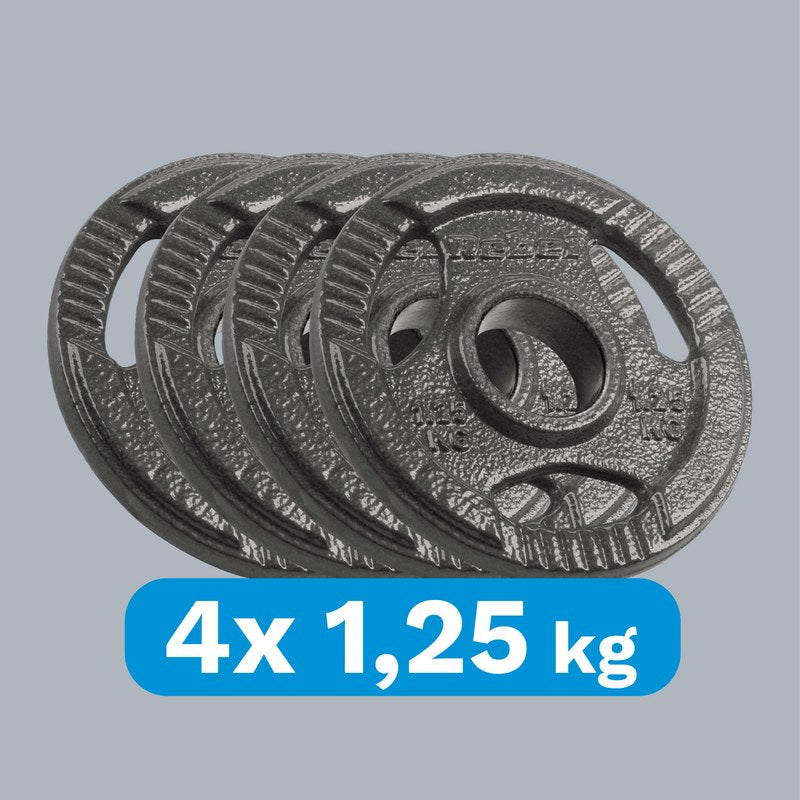 Gietijzeren Gewichtenset – Halterschijven – Fitnessgewichten – Gewichtplaten – Dumbbell Schijven – 4x1,25 kg – 51 mm Gat – Handgrepen