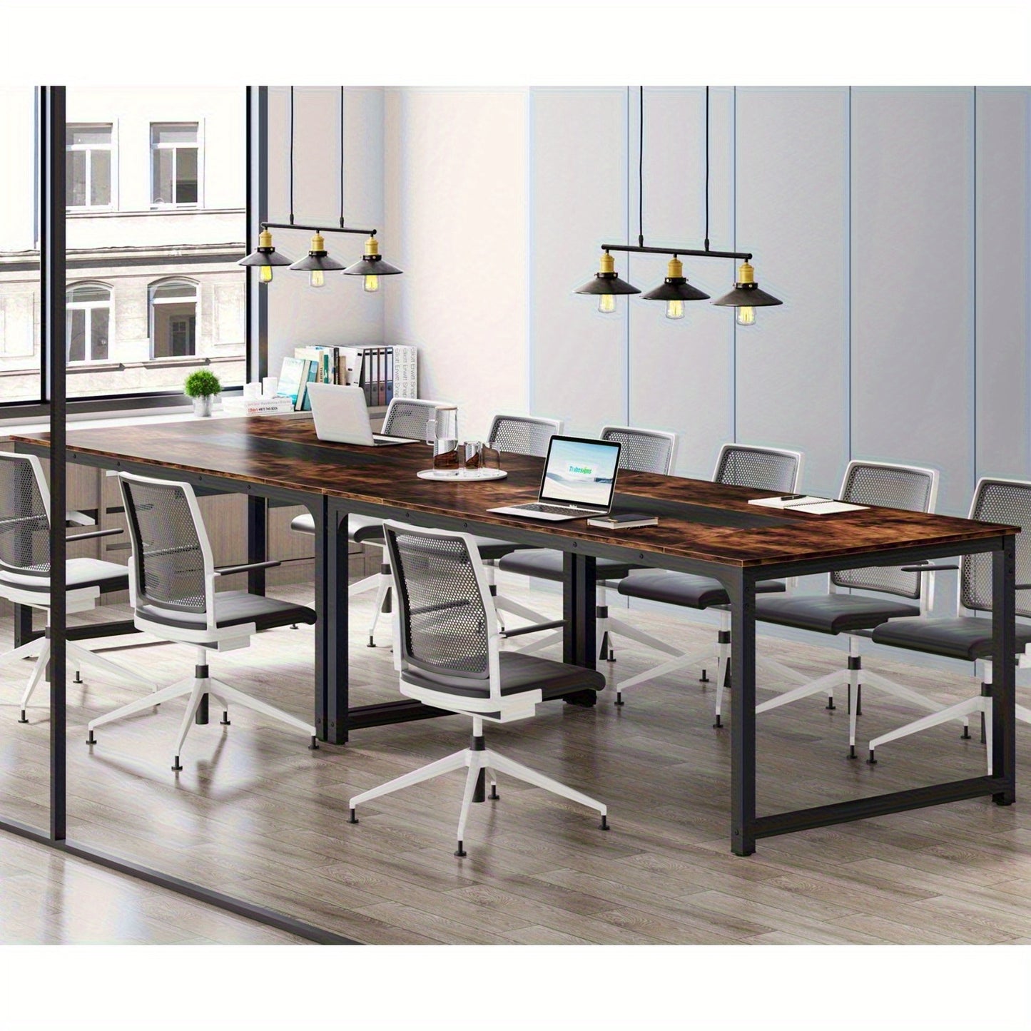 Vergadertafel – Bureautafel – Werktafel – Eettafel – Conferentietafel – Industrieel Design – Robuust Houten Blad 180x90 cm