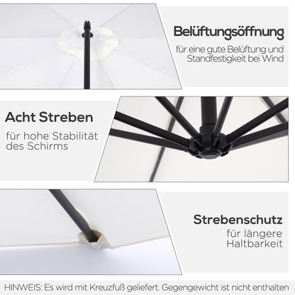 Parasol – Tuinparasol – Balkonparasol – Terrasparasol – Strandparasol – Stevig Stalen Frame – Handkurk Openen – Grijs Ø 2,95 m
