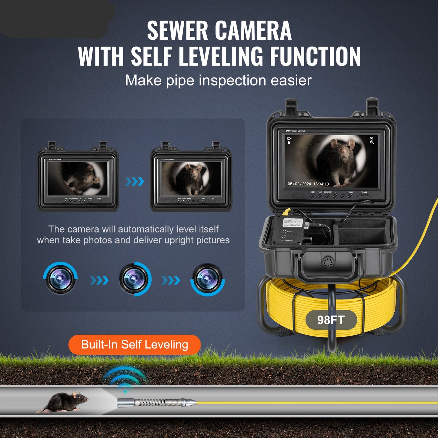 Rioolcamera – Inspectiecamera – Endoscoop – Buisinspectiecamera – Afvoercamera – 30 Meter Kabel – 9 Inch HD Scherm met 36x Zoom
