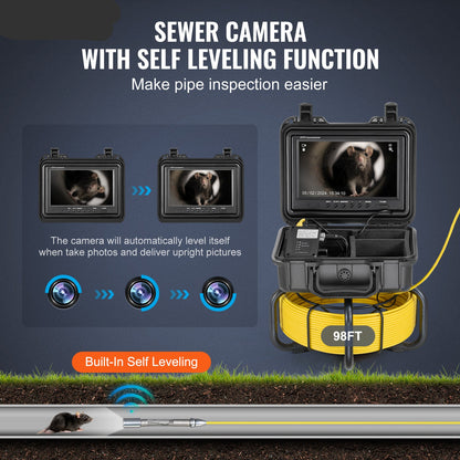 Rioolcamera – Inspectiecamera – Endoscoop – Buisinspectiecamera – Afvoercamera – 30 Meter Kabel – 9 Inch HD Scherm met 36x Zoom