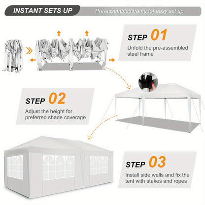Pop-up Partytent – Vouwtent – Canopy Tent – Zonnescherm – Pavillon – 3x6 Meter – Waterdicht Met UPF 50+ Bescherming – 6 Afneembare Zijwanden