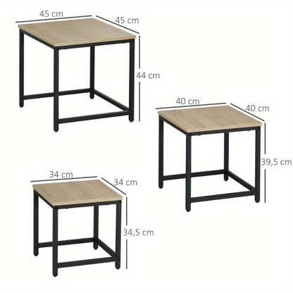 Salontafel – Bijzettafel – Side Table – Sofa Tafel – Hoektafel – Natuurlijk Houtlook – Stalen Frame