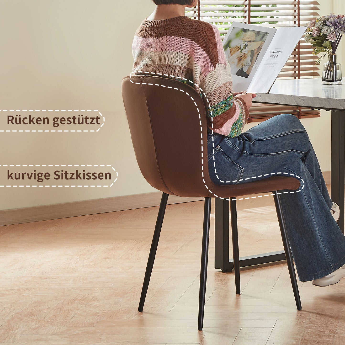 Velours Eetkamerstoelen – Velvet Stoelen – Bureaustoelen – Woonkamer Stoelen – Keukenstoelen – Set Van 2 Groene Stoelen – Metalen Frame – Zacht Foam Zitting – 86x58x45 cm – Klassiek Design