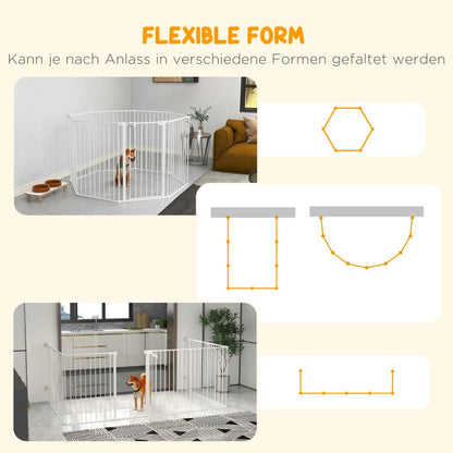 Hondenrennetje – Hondenbench – Hondenkooi – Hondenhek – Speelruimte – Opvouwbaar – 8 Panelen – 90 cm Hoogte – Stevig Staal & Mesh