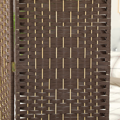 Roomdivider – Scheidingswand – Kamerscherm – Vouwscherm – Raumteiler – 3-delig Vouwbaar – Natuurlijk Dennenhout & Rotan Patroon – Bruin