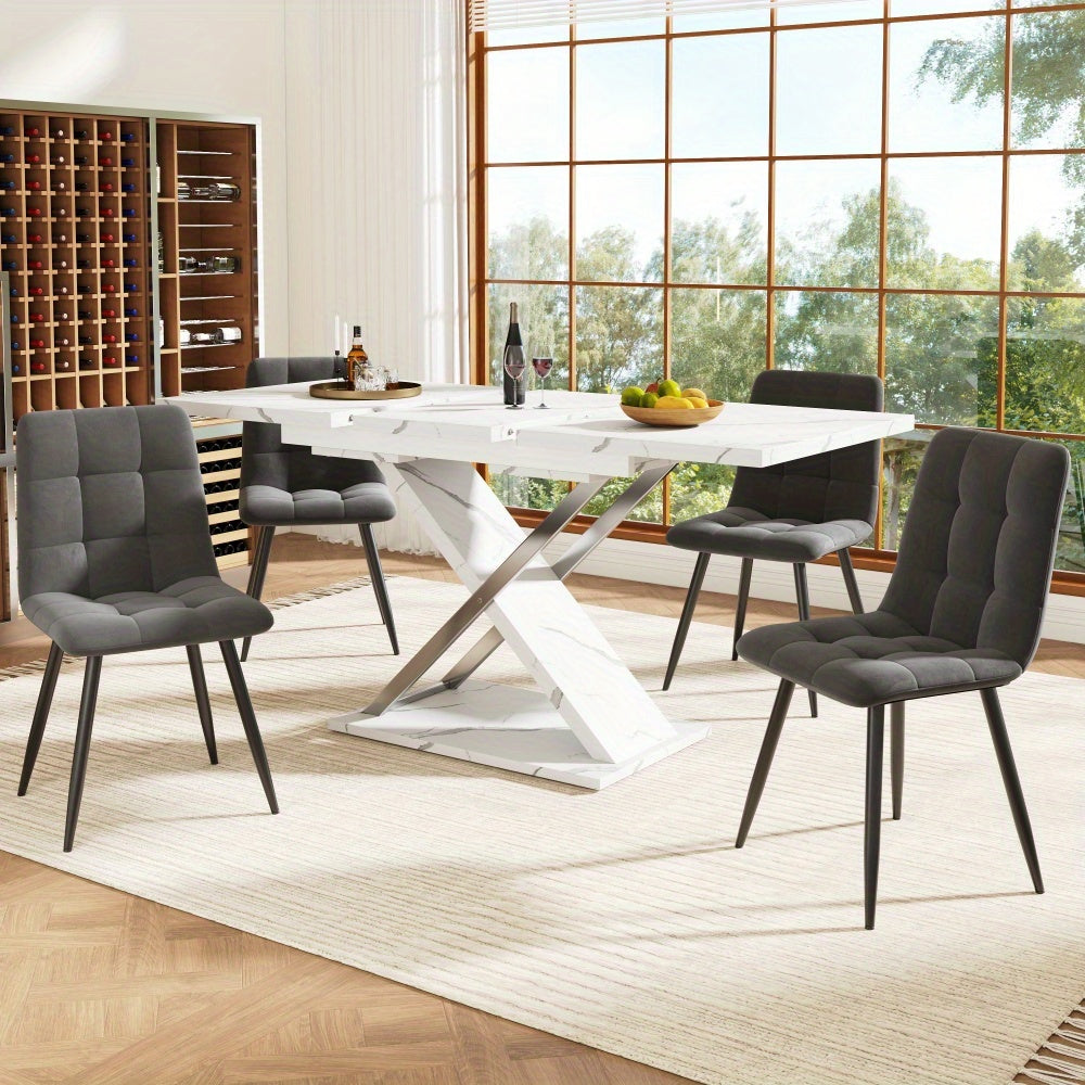 Uitschuifbare Eettafel – Inklapbare Tafel – Verlengbare Tafel – Keukentafel – Eetkamertafel – Modern Licht Luxe – Ruimtebesparend – Geen Montage