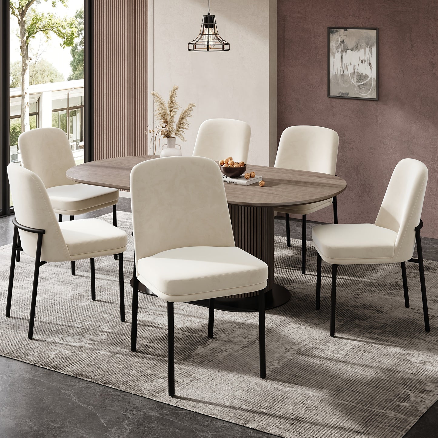 Eetkamerstoel – Stoel – Dining Chair – Caféstoel – Restaurantstoel – Set van 2 – Dikke Kussens met Katoenen Vulling – Stevige Zilverkleurige Metalen Poten