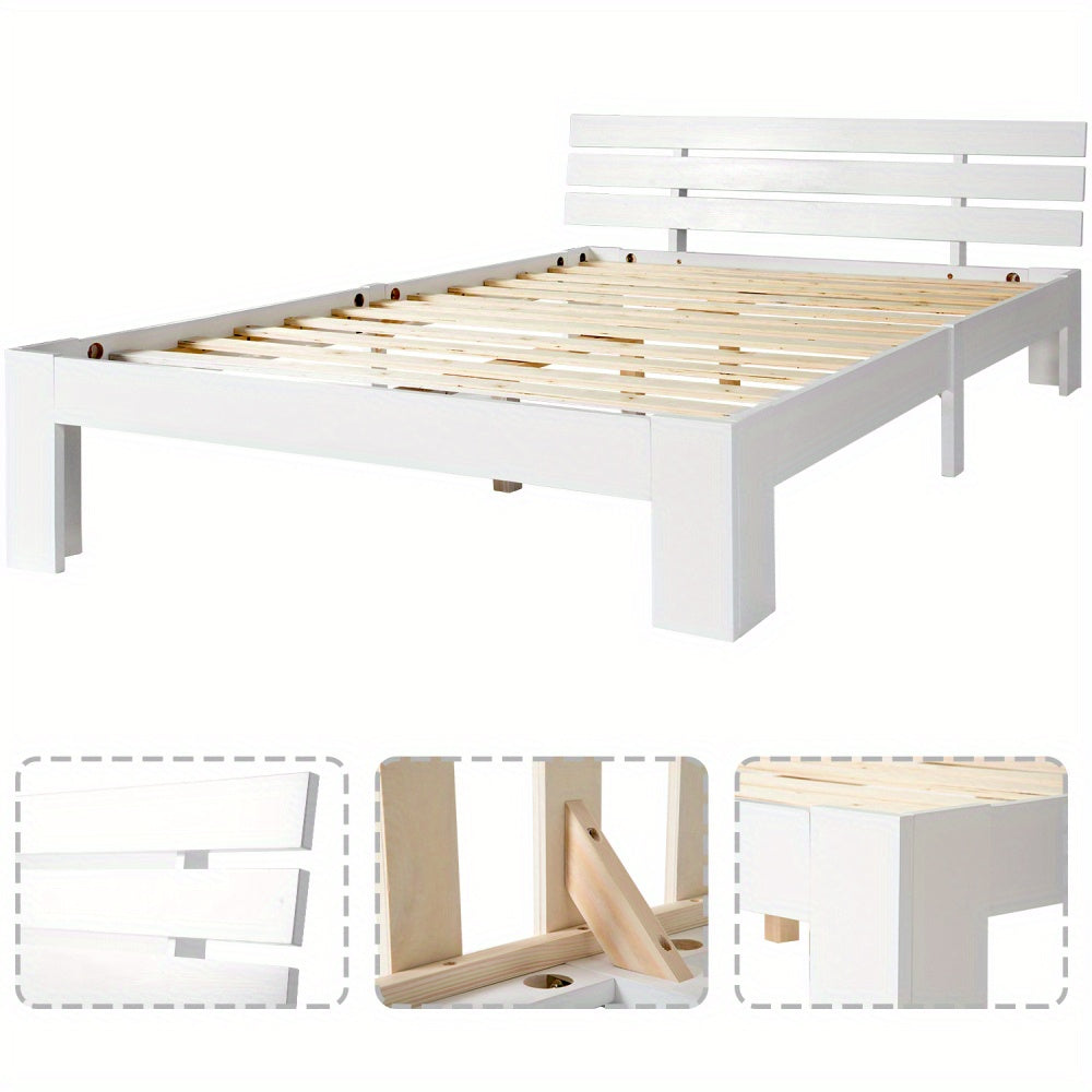 Tweepersoonsbed – Bed – Bedframe – Slaapbed – Logeerbed – Massief Houten Frame – 140x200 cm – Eenvoudige Montage – Compact Ontwerp
