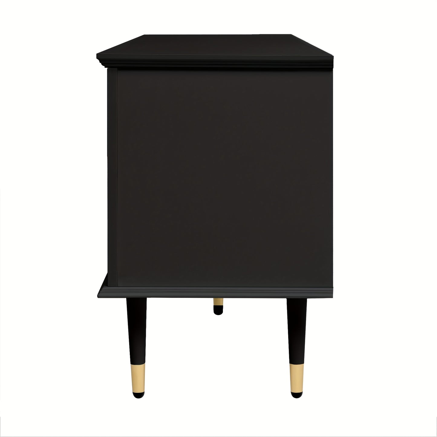 tv-meubel – tv-standaard – tv-kast – entertainmentmeubel – dressoir – Zwarte Uitvoering – Soft-Close Deuren – Gouden Accent Poten