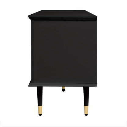 tv-meubel – tv-standaard – tv-kast – entertainmentmeubel – dressoir – Zwarte Uitvoering – Soft-Close Deuren – Gouden Accent Poten