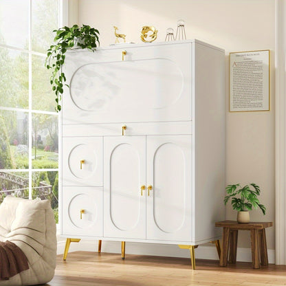 Sideboard | Kitchen Cabinet 100×50×140cm Storage Unit for Modern Folding Door Design, Minimalist Style & Multifunctional Use in Dining Rooms and Living Spaces, Spacesaving Furniture, Home Organization, Contemporary Design,