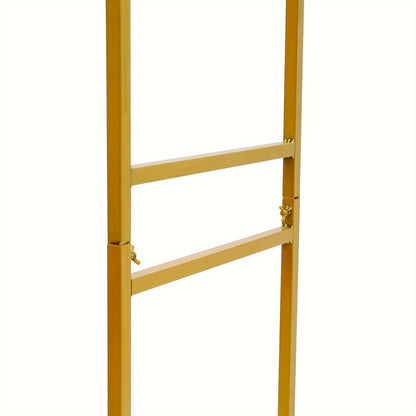 Kledingrek – Kledinghanger – Kledingstandaard – Kledinghouder – Garderoberek – Goudkleurig – Metaal en Hout – 120x45x190 cm – Met Stevige Onderplank