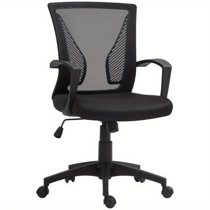 Bureaustoel – Bureaustoelen – Kantoorstoel – Draaistoel – Office Chair – Verstelbare Hoogte – Kantelfunctie Met Spanningregelaar – Max. 120,2 kg – Vijfwielig Niet-Markerend Onderstel – Zwarte Stof
