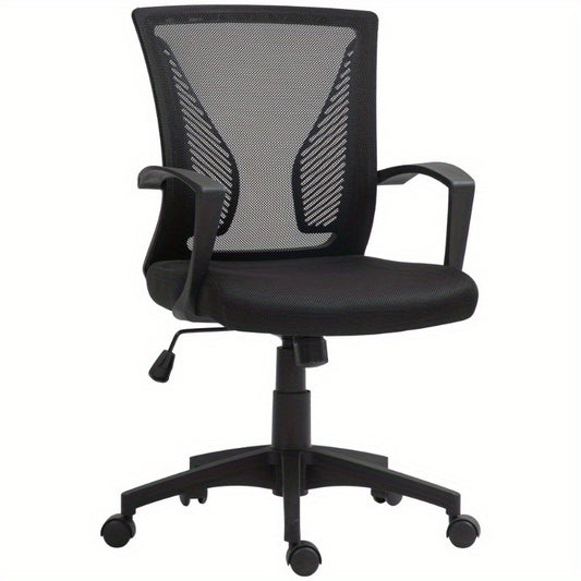 Bureaustoel – Bureaustoelen – Kantoorstoel – Draaistoel – Office Chair – Verstelbare Hoogte – Kantelfunctie Met Spanningregelaar – Max. 120,2 kg – Vijfwielig Niet-Markerend Onderstel – Zwarte Stof