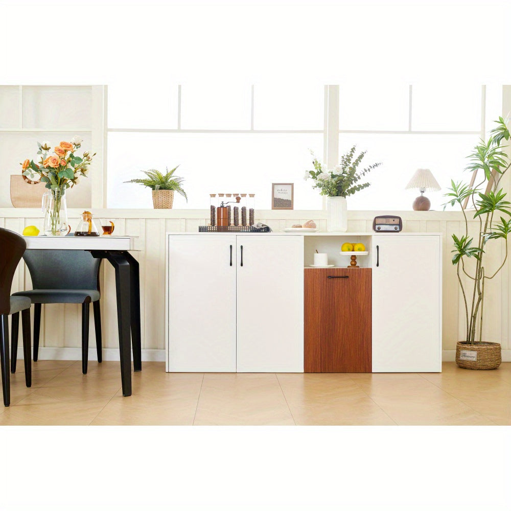 Opbergkast – Kast – Buffetkast – Woonkamermeubel – Servieskast – Wit – 160x40x80 cm – Verstelbare Planken