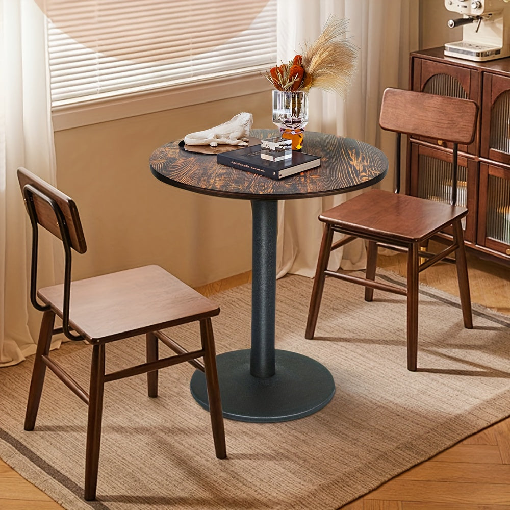 Ronde Eettafel – Rond Tafelblad – Bistro Tafel – Keukentafel – Cafétafel – 60x60x72 cm – Stevige Metalen Centrale Poot – Duurzaam Houten Blad