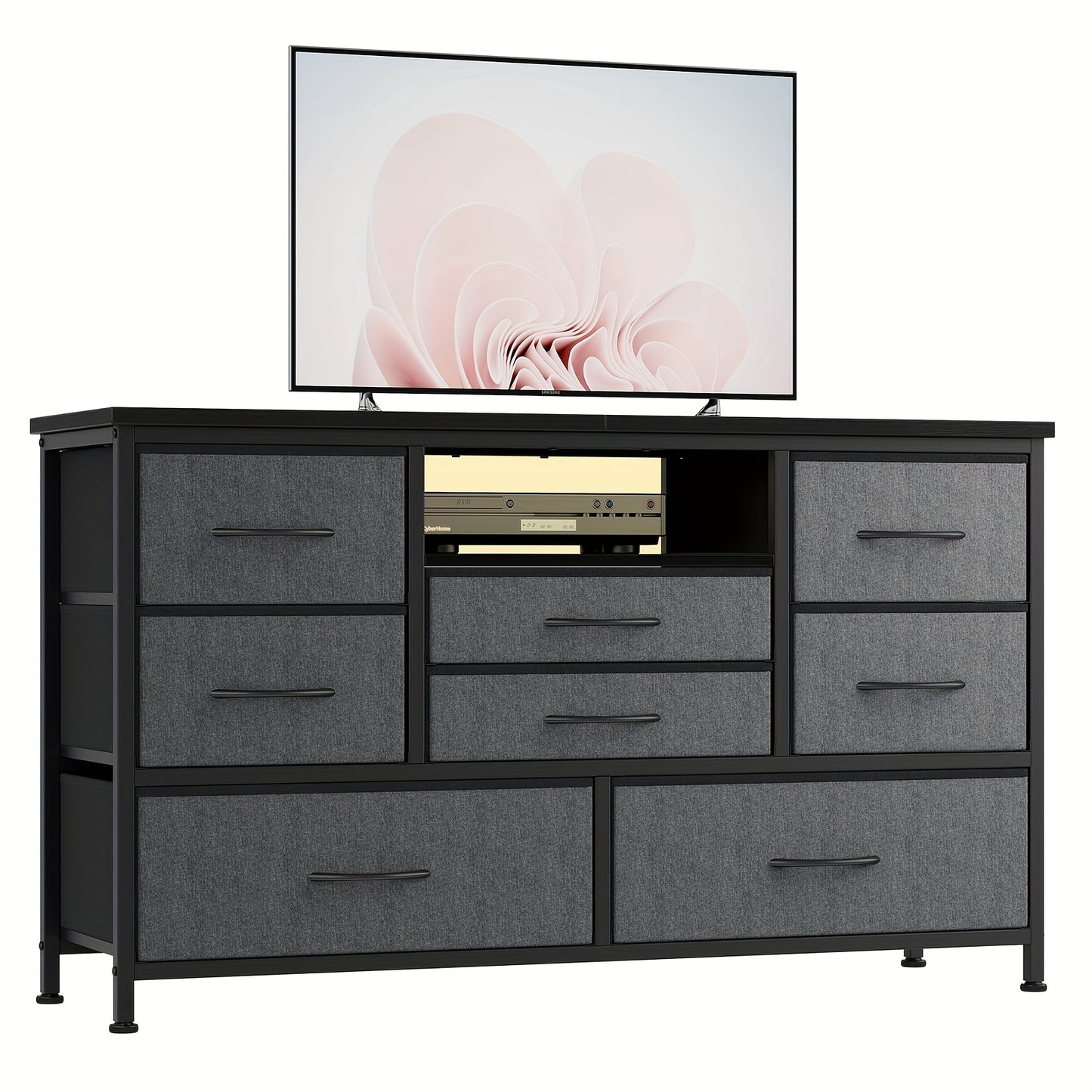 Ladekast – Ladenkast – Kommode – Opbergkast – Dressoir – 8 Lades – Robuust Metalen Frame – Matzwart Zonder Montage