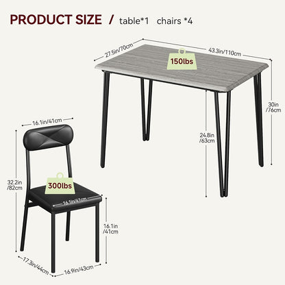 3pcs Compact Dining Table Set for 2 with Upholstered Chairs - Space-Saving Square Kitchen Table & Chairs Suitable for Small Spaces, Apartment, Studio - Modern Metal Furniture (Easy Assembly)