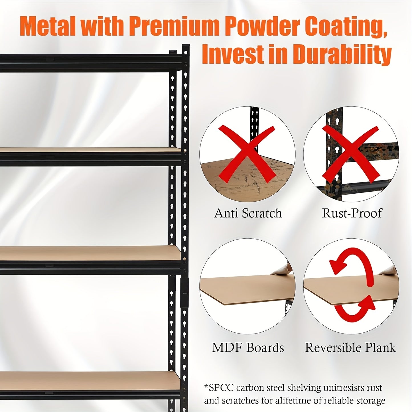 Metalen Opbergrek – Opbergkast – Stellingkast – Opslagrek – Garage Rek – Verstelbare Planken – Draagkracht 907 kg – Zwarte Roestbestendige Coating
