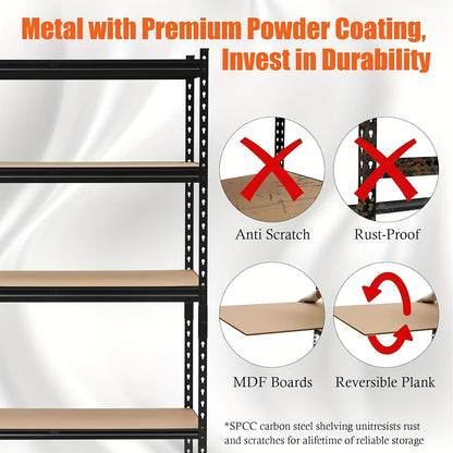Metalen Opbergrek – Opbergkast – Stellingkast – Opslagrek – Garage Rek – Verstelbare Planken – Draagkracht 907 kg – Zwarte Roestbestendige Coating
