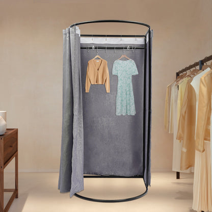 Kledingpaskamer – Kleedruimte – Paskamer – Omkleedruimte – Omkleedcabine – 2-Persoons Capaciteit – Stevig Metalen Frame – Privacy Gordijn – Compact En Eenvoudig In Te Klappen – Grijs