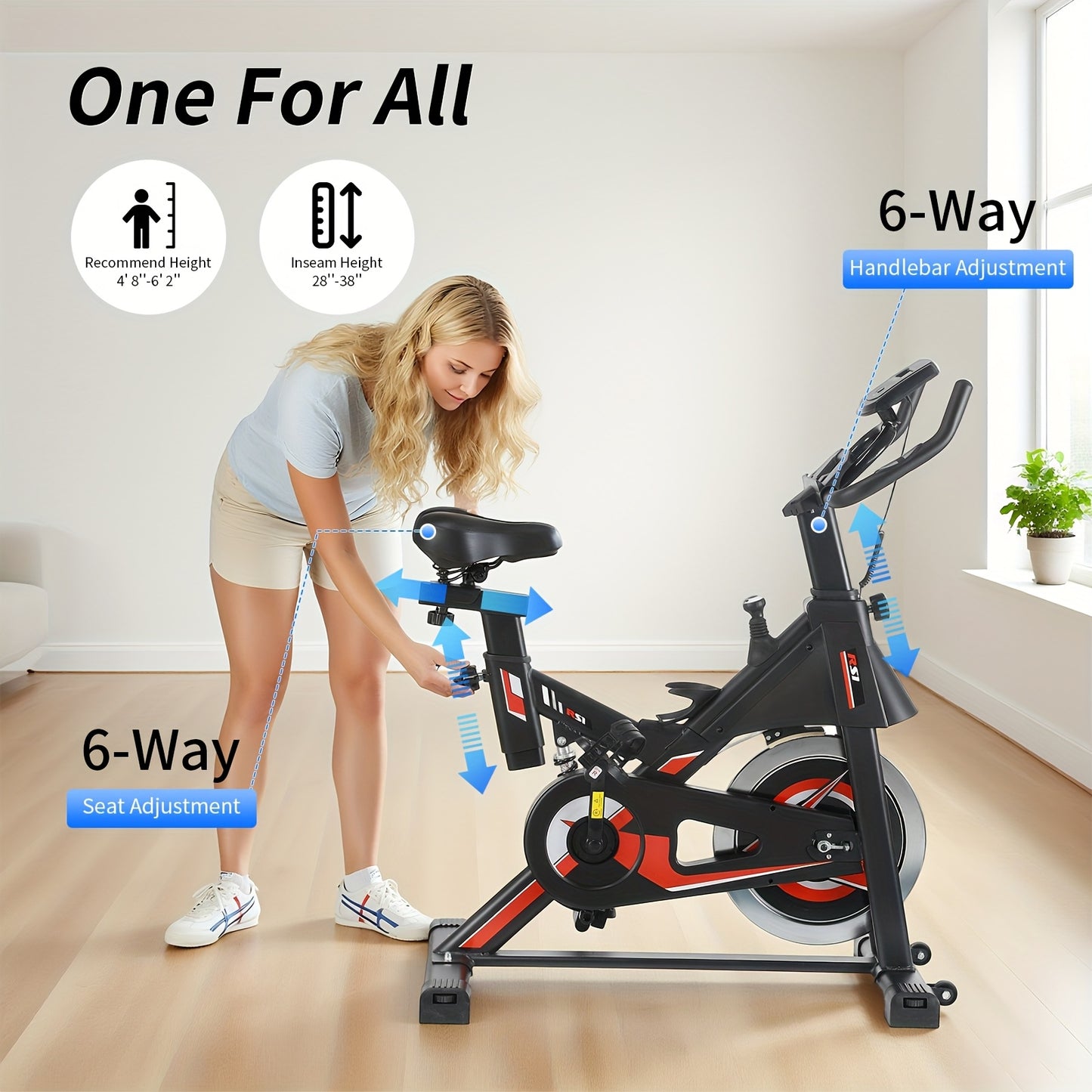 Hometrainer – Fitnessfiets – Indoorfiets – Spinningfiets – Fietstrainer – Magnetische Weerstand – Hartslagmeter – 6-Verstelbare Zitting en Stuur – Max 150 kg Belastbaar